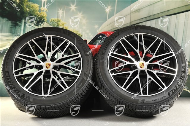 21" koła zimowe RS Spyder Design, komplet, felgi 9,5J x 21 ET46 + 11,0J x 21 ET58 + opony zimowe Michelin 285/45 R21 + 305/40 R21, z czujnikami ciśnienia, czarny wysoki połysk
