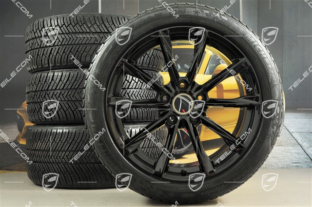 19-inch Boxster S winter wheels set, rims 8J x 19 ET57 + 10J x 19 ET45 + NEW Michelin Pilot Alpin 4 winter tires 235/40 R19 +265/40 R19, in black high gloss