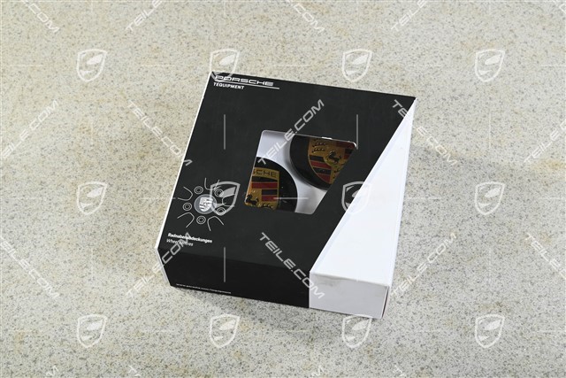 Hub cap set, matt black, crest coloured, for 21-inch RS Spyder / GT Design wheels