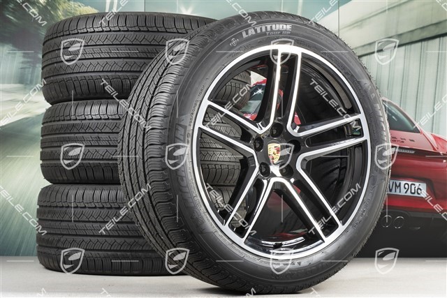 20-inch "Macan Turbo" all-season-wheels set, rims 9J x 20 ET26 + 10J x 20 ET19 + NEW all-season-tyres 265/45 R 20 + 295/40 R 20, BORBET black high gloss, with TPMS