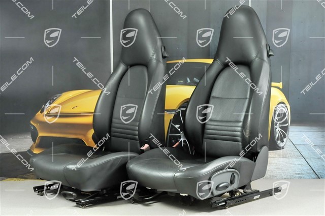 Seats, manual adjustable, heating, leather, Black, set (L+R)