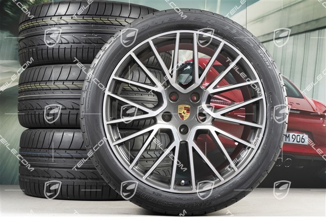21-inch Cayenne RS Spyder summer wheel set, rims 9,5J x 21 ET46 + 11,0J x 21 ET58 + NEW Bridgestone Dueler H/P Sport summer tyres 285/40 R21 + 315/35 R21, with TPMS,
