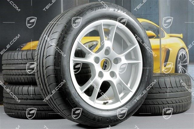 17-inch Boxster II summer wheel set, front 6,5J x 17 ET55 + rear 8J x 17 ET40 + NEW summer tyres