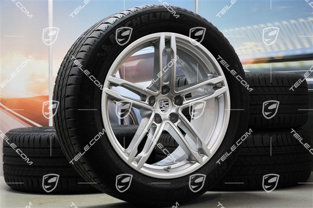 19-inch "Macan Turbo" summer wheels set, rims 8J x 19 ET21 + 9J x 19 ET21, summer tyres Michelin 235/55 R 19 + 255/50 R 19, with TPMS