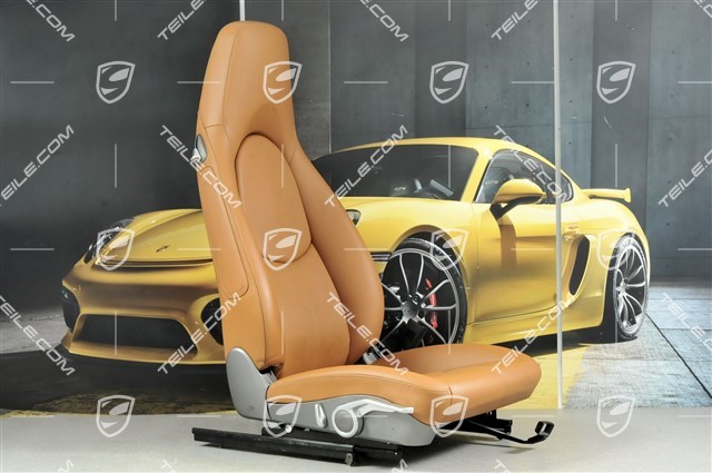 Seat, manual adjustable, leather, Natural Brown, R
