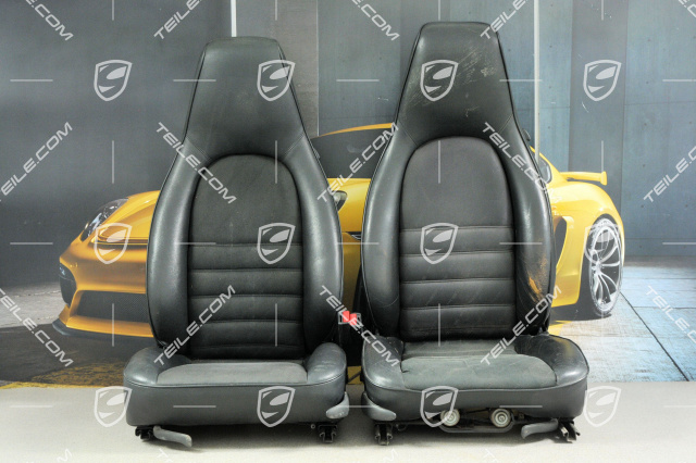 Seat, leatherette + fabric with Porsche logo, black, L+R