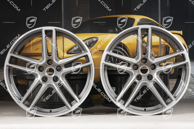 20-inch wheel rim set "Macan Turbo", 9J x 20 ET26 + 10J x 20 ET19, BORBET, Titanium