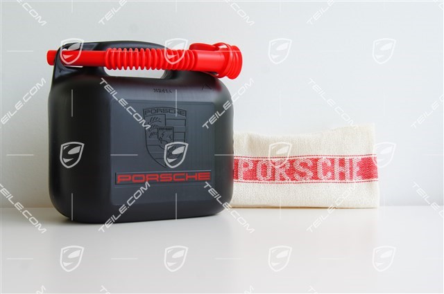 Kanister / zbiornik paliwa, logo i napis Porsche, 5l
