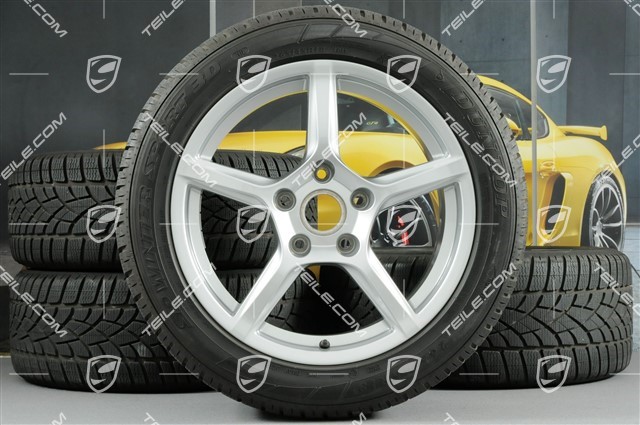 18" Boxster winter wheel set, 8J x 18 ET57 + 9J x 18 ET47 + winter tyres Dunlop 235/45 R18 + 265/45 R18, without TPM