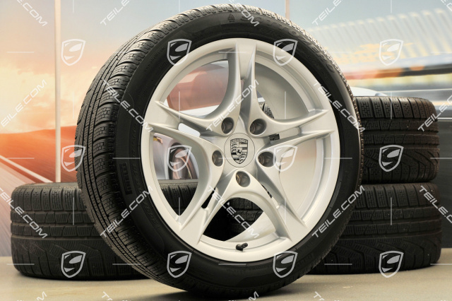 18-inch Cayman S II winter wheel set (with tyres), front wheels 8J x 18 ET57 + rear 9J x 18 ET43 + NEW winter tyres 235/40 ZR18 + 255/40 ZR18