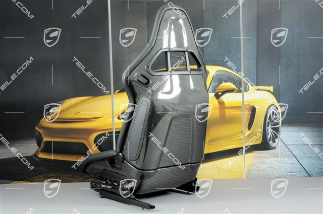 Sportowy fotel kubełkowy dla kierowcy, składany, podgrzewane, czarna skóra z herbem Porsche, L