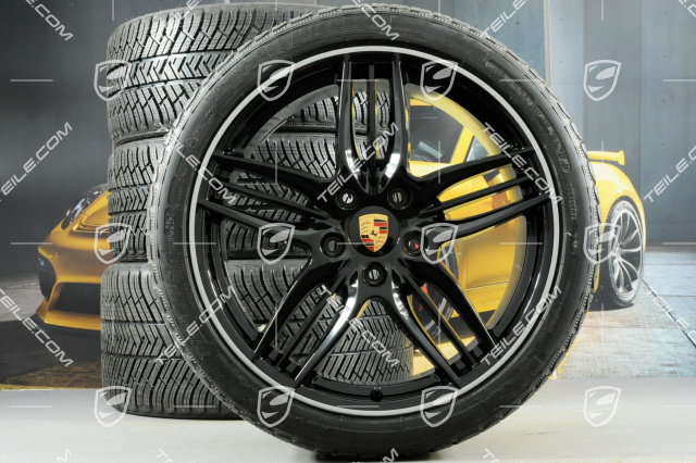 20" Sport Design Winterräder Satz, 8,5J x 20 ET51 + 11J x 20 ET70 + NEUE Michelin Winterreifen 245/35 ZR20 + 295/30 ZR20, ohne RDK-Sensoren, Schwarz Hochglanz