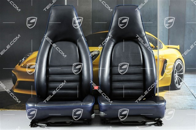 Seats, manual adjustable, vertically adjustable, leather/leatherette, Cobalt blue, damaged (L+R)