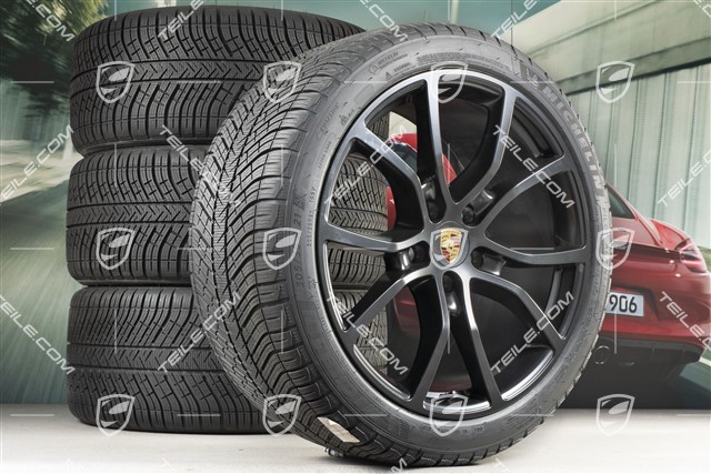21-inch Cayenne Exclusive Design winter wheel set, rims 9,5J x 21 ET46 + 11,0J x 21 ET58 + Michelin Pilot Alpin 5 winter tyres 275/40 R21 + 305/35 R21, with TPMS, black satin-mat