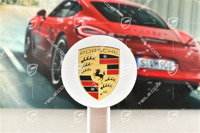 Center cap, big coloured Porsche crest
