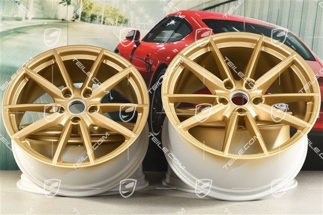 20+21-inch wheel rim set Carrera S, rims: front 8,5J x 20 ET53 + rear 11,J x 21 ET67, aurum satin matt