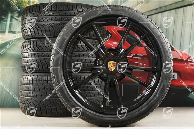 19-/20-inch Carrera winter wheel set, wheel rims 8,5J x 19 ET52 + 11J x 20 ET66 + Pirelli winter tyres 235/40 R19 + 295/35 R20, with TPMS, black high gloss