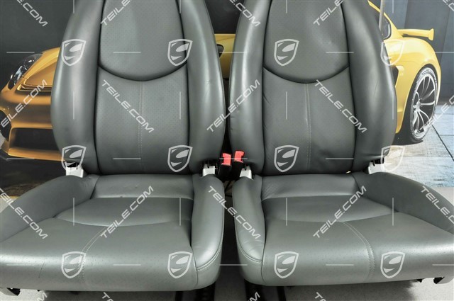 Seats, manual adjustable, heating, leather, Stone grey, set (L+R)