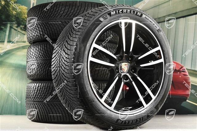 21-inch Cayenne Turbo winter wheel set, rims 9,5J x 21 ET46 + 11,0J x 21 ET58 + Michelin winter tyres 285/45 R21 + 305/40 R21, with TPMS, black high gloss