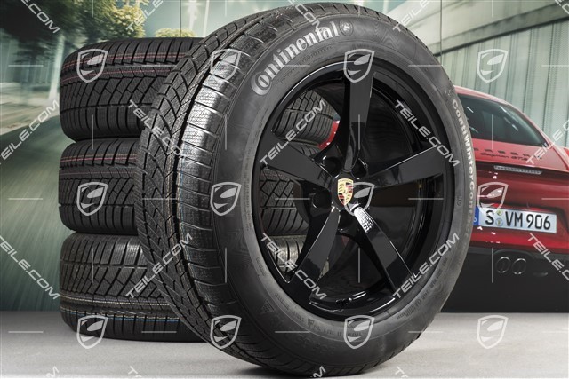 18-inch "Macan" Winter wheel set, rims 8J x 18 ET21 + 9J x 18 ET21 + Continental winter tyres 235/60 ZR 18 + 255/55 ZR 18, with TPMS, black high gloss