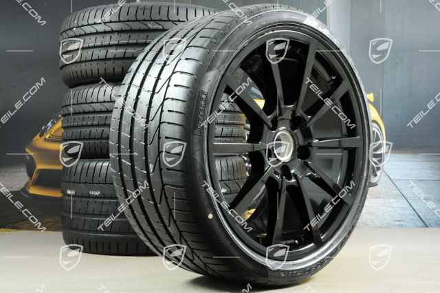 20" koła letnie, komplet Carrera Classic II, felgi 8,5J x 20 ET49 + 11,5J x 20 ET56 + NOWE opony letnie 245/35 R20 + 305/30 R20, czarne / wysoki połysk