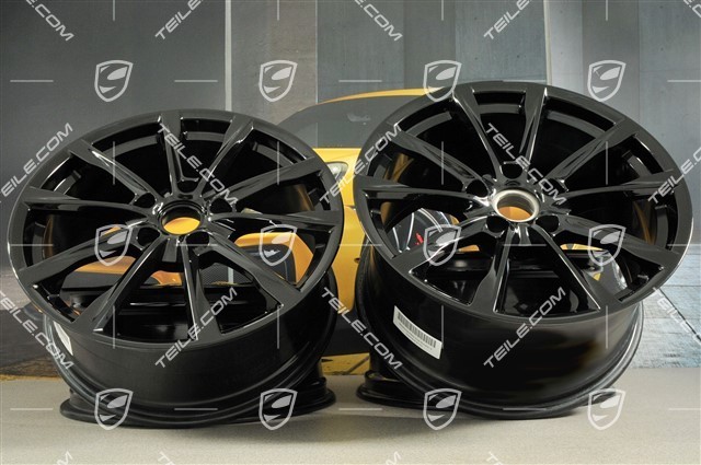 19-inch Boxster S wheel rim set, 8J x 19 ET57 + 10J x 19 ET45, in black high gloss