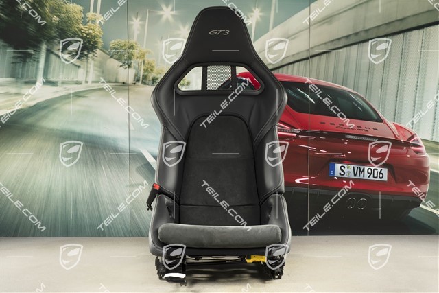 Sportschalensitz für Fahrer, klappbar, Leder/Alcantara Schwarz, Naht in Silber, mit GT3 Schriftzug, L