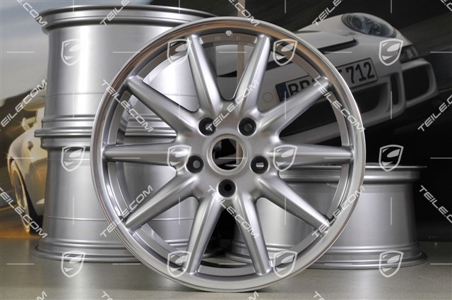 19-inch Carrera Sport wheel set, 8,5J x 19 ET55 + 11,5J x 19 ET50, GT Silver.