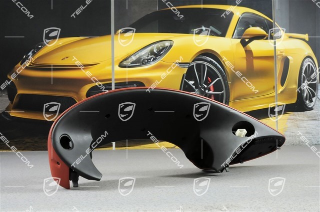 Dashboard trim / Instrument cluster cover, Leather, Boxster red, inner part in Black