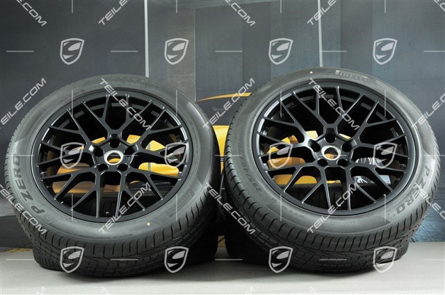 20-inch "RS Spyder Design" in black, summer wheels set, rims 9J x 20 ET26 + 10J x 20 ET19 + NEW Pirelli summer tyres 265/45 R 20 + 295/40 R 20, with TPMS