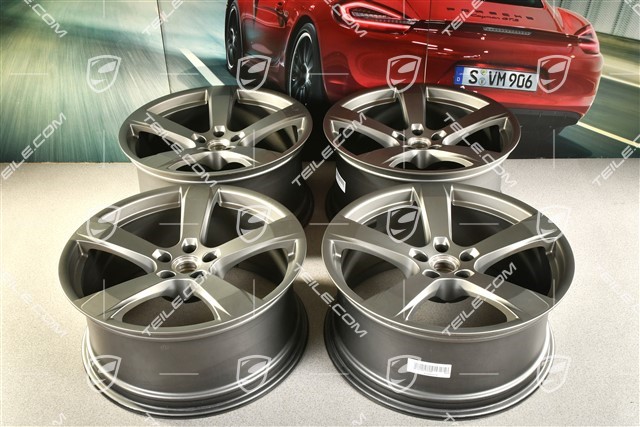 20-inch wheel rim set "Macan Sport", 9J x 20 ET26 + 10J x 20 ET19, platinum satin matt
