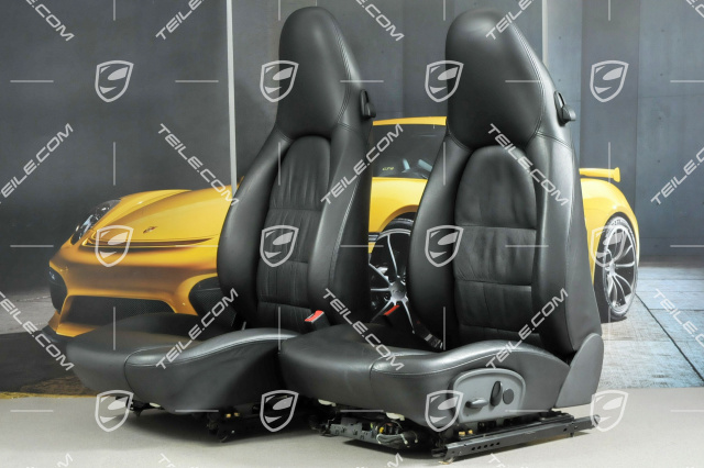 Seats, el adjustable, heating, leather, Black, Draped, set (L+R)