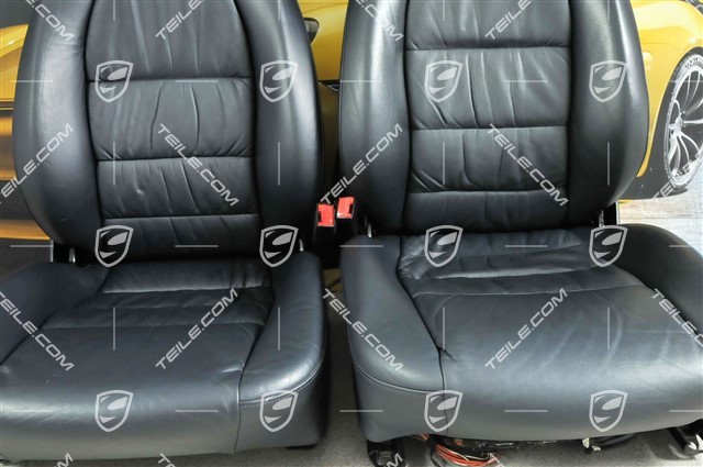 Seats, el adjustable, leather, Metropole blue, Draped, set (L+R)
