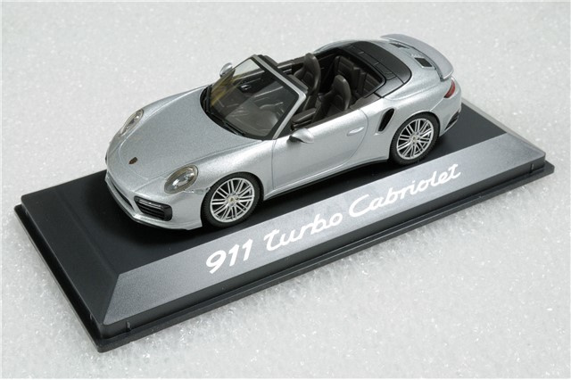 911 Turbo Cabriolet 991 II, rhodium silver metallic, saddle brown/black, 1:43