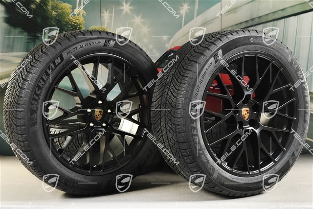 20" "RS Spyder Design" koła zimowe, komplet, felgi 9J x 20 ET26 + 10J x 20 ET19, opony zimowe Michelin Pilot Alpin 5 SUV 265/45 R20 + 295/40 R20, z czujnikami ciśnienia, czarny satynowy półmat