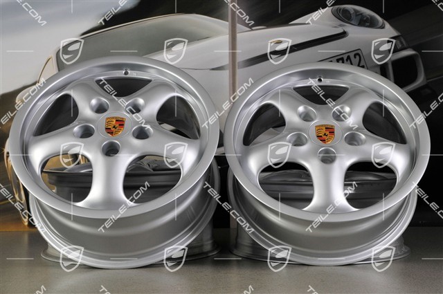 17-inch CUP II wheel set, 7J x 17 ET55 + 8J x 17 ET70, for winter use (C2/C4/Targa)