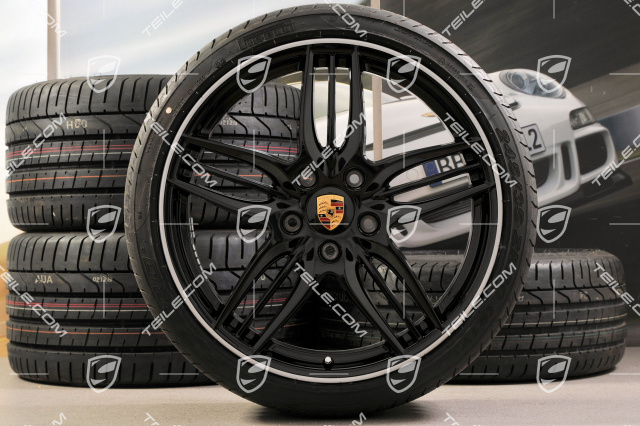 20-inch SportDesign summer wheel set, Black - exlusive 911, 8,5J x 20 ET51 + 11J x 20 ET70, tyres 245/35 ZR20 + 295/30 ZR20, with TPM