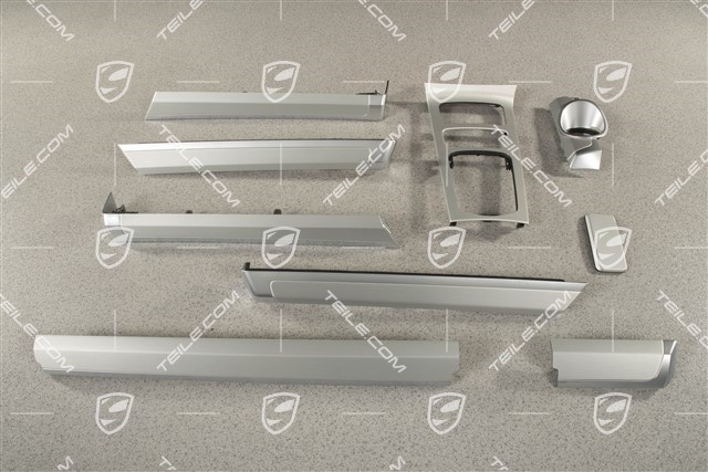 Dashboard, centre console and doors  trim moulding set / kit, Aluminium