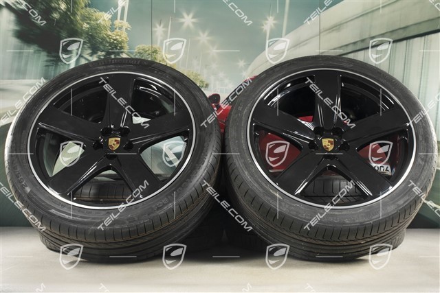 21-inch "Sport Classic" black (high gloss) summer wheels set, rims 9J x 21 ET26 + 10J x 21 ET19 + NEW Continental summer tyres 265/40 R 21 + 295/35 R 21, with TPMS