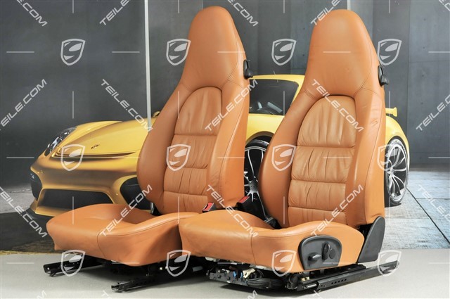 Seats, el adjustable, leather, Brown/Natural, Draped, set (L+R)