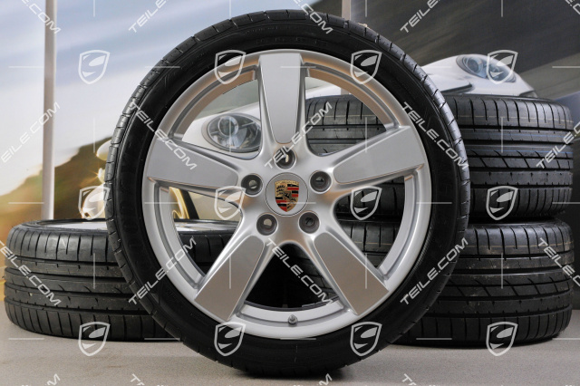 19-inch Cayman S summer wheel set, 8J x 19 ET57 + 9,5J x 19 ET45, tyres 235/40 ZR19 + 265/40 ZR19