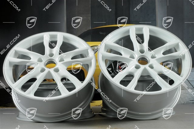 19" Komplet felg Boxster S III, 8J x 19 x ET 57 + 9,5J x 19 x ET 45, ramiona felg w kolorze białym