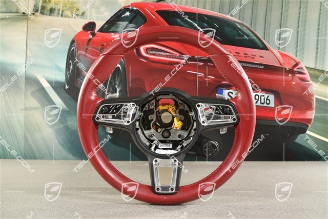 Sports Steering wheel GT leather, multifunction, heated, bordeaux red leather, Sport Chrono Plus