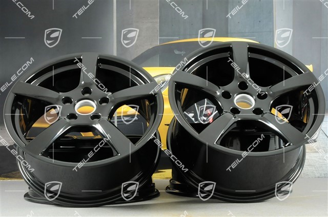 19-inch Cayman S wheel rim set, 8J x 19 ET57 + 10J x 19 ET45, black high gloss