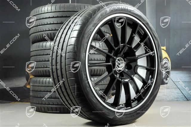 21-inch Cayenne SportPlus wheel set, wheels 10Jx21 ET50 + 10Jx21 ET45, tyres 295/35 R21Y, in black