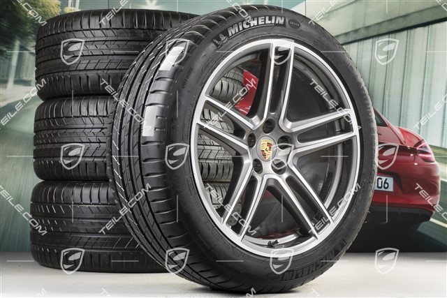 20" Turbo Sommerräder Satz, Felgen 9J x 20 ET26 + 10J x 20 ET19 + Sommerreifen Michelin Latitude Sport 265/45 R20 + 295/40 R20, mit RDK-Sensoren, Titan