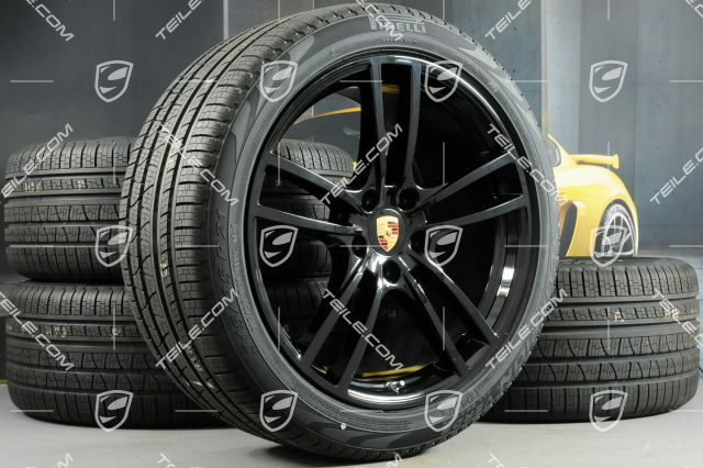 21-inch Cayenne Turbo all-season wheel set, rims 9,5J x 21 ET46 + 11,0J x 21 ET58 + NEW Pirelli Scorpion Verde All Season tyres 285/40 R21 + 315/35 R21, with TPMS, black high gloss