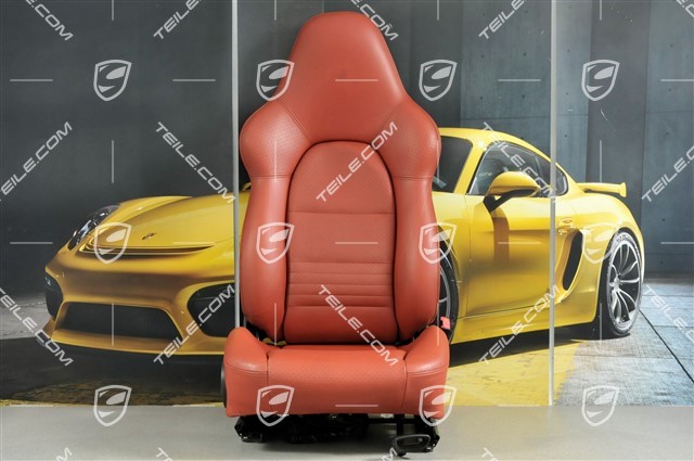 Schalensitz, Leder, Boxster rot, mit geprägtem Porschewappen,  L / Neu / 911 996 / 808-05 Schalensitze / 99652198501M30