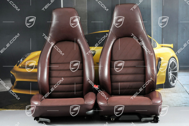 Seats, Leatherette Centre part Porsche lettering cloth, Burgundy, L+R