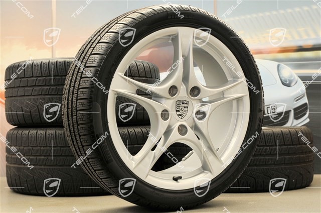 18-inch Cayman S II winter wheel set (with tyres), front wheels 8J x 18 ET57 + rear 9J x 18 ET43 + NEW winter tyres 235/40 ZR18 + 255/40 ZR18
